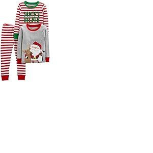 Simple Joys by Carter's Pyjama de No&euml;l 3 Pi&egrave;ces en Coton, Coupe Ajust&eacute;e B&eacute;b&eacute; Gar&ccedil;on, Lot de 3, Gris P&egrave;re No&euml;l/Rouge Rayures, 12 mois