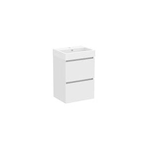 Baikal Meuble de Salle de Bains, Armoire Suspendue avec Vasque en Ceramique, Hauteur 68 cm, Largeur 45 cm, 2 Tiroirs, Finition Blanc, Meuble Monte