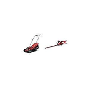 Einhell Tondeuse à Gazon sans Fil GE-CM 18/33 Li Kit Power X-Change (18V, Largeur de Coupe 33cm, Surface conseillée 200 m²) avec Batterie 4,0 Ah et Chargeur + Taille-Haies sans Fil GC-CH 18/40 Li