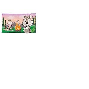 NICI Forest Friends Coussin Enfant Loup Winny & Écureuil rayé JoJo 43x25 cm - Coussin Moelleux rectangulaire, pour Filles, garçons & Adultes - 49954
