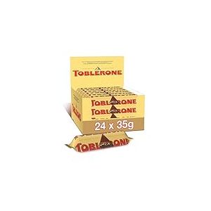 Toblerone - Barre au Chocolat au Lait avec Nougat au Miel et aux Amandes - Recette Originale - Format Familial - Présentoir de 24 barres (24 x 35g)