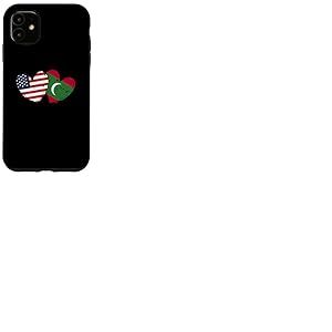 Drapeau américain des Maldives en Forme de cœur avec Double Drapeau américain Coque pour iPhone 11