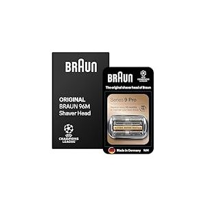Braun Tête De Rasoir Electrique Homme Series 9 PRO + 96M Noire, ORIGINALE, Remplacement De La Grille Pour Un Rasage De Près, Lames Ultra Fines, Elément De Rechange OFFICIEL