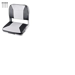VEVOR Si&egrave;ge de bateau &agrave; dossier bas, chaise de bateau de p&ecirc;che pliable avec coussin en &eacute;ponge &eacute;pais et cuir PVC imperm&eacute;able, charni&egrave;res en alliage d'alu, relevable pour yachts, navires, noir et gris