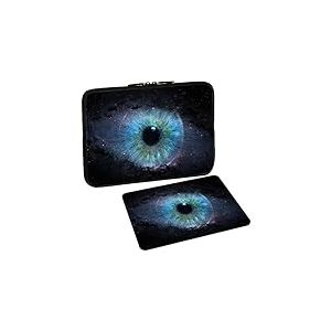 PEDEA Housse de Protection Design pour Ordinateur Portable jusqu'à 17,3" avec Tapis de Souris Design Space Eye