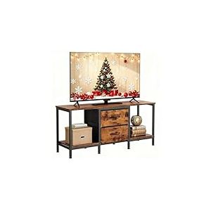 YITAHOME Meuble TV jusqu'&agrave; 47", Meuble TV avec 2 tiroirs en Tissu et 2 &eacute;tag&egrave;res Ouvertes, Commode 110 x 30 x 50 cm pour Salon, Salle de Divertissement, Chambre &agrave; Coucher, Cadre en Acier
