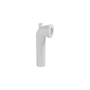 Wirquin 71060201 Pipe wc rigide coudée, mâle, longue, à coller D100 mm, avec piquage pour évacuation toilette, blanc