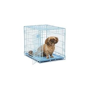 MidWest Homes for Pets Modèle 1524BL Cage pour chiens iCrate 60,96 cm, modèle amélioré, une porte, comprenant un plateau étanche, des pieds protégeant le sol, Bleu