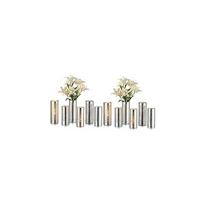 Vase cylindrique en Verre Mercure argenté : Lot de 12 vases à Bougie flottants Glasseam pour centres de Table, Vase Moderne déocratif pour Fleurs, ouragan, bougeoirs pour Centre de Table, décoration