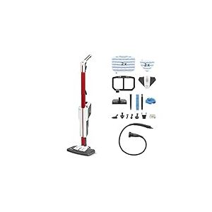 Polti Vaporetto SV650 Style, Balai Vapeur avec Nettoyeur à Main Intégré, Puissance Maximale 1500 W, 19 Accessoires, Filtre Anti-Calcaire, Autonomie Illimitée, Stationnement Vertical, Rouge et Blanc