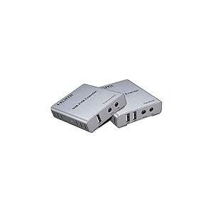 PremiumCord Rallonge KVM HDMI avec 2 Ports USB jusqu'à 60 m avec Audio Via câble Patch Cat5/Cat6, boîtier en métal, Compatible avec Full HD 1080p 60 Hz