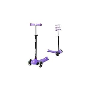 VEVOR Trottinette enfants 3 ans et plus, patinette &agrave; 3 roues avec roues lumineuses, guidon r&eacute;glable en hauteur, large plateau antid&eacute;rapant, cadre aluminium l&eacute;ger pour gar&ccedil;ons et filles &agrave; 74 kg, violet