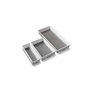Addis Boîtes de Rangement à Base Souple pour Organisation de tiroir, Plastique, Blanc/Gris, 18 x 40 x 7.5 cm