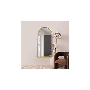 MirrorOutlet Grand Miroir Mural Moderne en métal doré arqué : 140 x 70 cm – Convient pour Chambre à Coucher, Salon, Dressing et espaces de Vie.