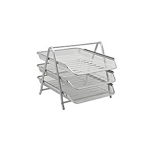 Shine Corbeille &agrave; courrier 3 &eacute;tages en maille Argent&eacute;