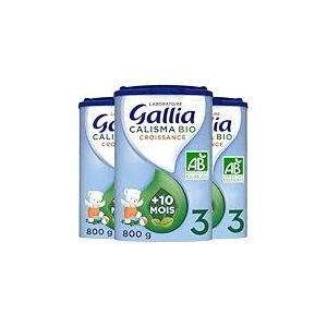 Laboratoire Gallia - Calisma 3 BIO Croissance - Lait Bébé 3ème âge - Lait Infantile Bio de 10 à 36 mois - en Poudre - Sans Huile de Palme - Lot de 3x800g