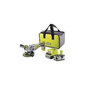 Ryobi - Meuleuse d'angle BRUSHLESS 18V 125 mm - 11 000 tr/min - 1 batterie lithium+ 5,0 Ah - chargeur rapide - Livrée en sac de transport avec 1 disque à ébarber - R18AG7-150GZL