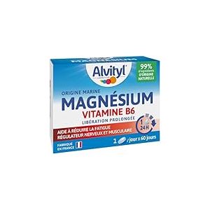Alvityl Magnésium 300mg + Vitamine B6 - Libération Prolongée - Diffusion lente et progressive - Magnésium d'origine Marine - Stress, Fatigue, Irritabilité - Fabriqué en France - Comprimés 60 jours