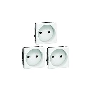 Legrand - Prise de courant sans terre Mosaic - Blanc - 2 modules (Lot de 3)