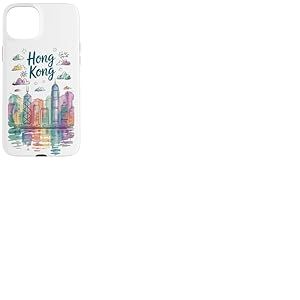 Coloré Hong Kong Skyline Aquarelle Ville HK SAR Chine Coque pour iPhone 15 Plus