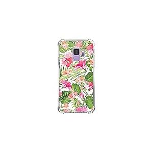 Evetane Coque Compatible avec Samsung Galaxy S9 Silicone Coins antichocs Solide Protection complète Resistant Transparente Fleurs Tropicales Motif Ecriture Tendance