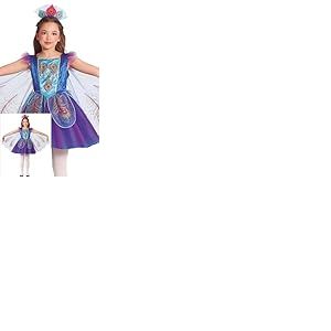 FIESTAS GUIRCA D&eacute;guisement Paon Merveilleux Filles - Robe Paon Bleu et Violet avec Ailes - Costume Enfants - Filles &Acirc;ge 10-12 Ans