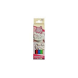 FunCakes Food Pen Couleurs Primaires Set/5: für dicke und dünne Linien, Essbarer Stift für Kekse , Kuchen, Fondant und mehr, ideal zum Personalisieren, Halal-zertifiziert