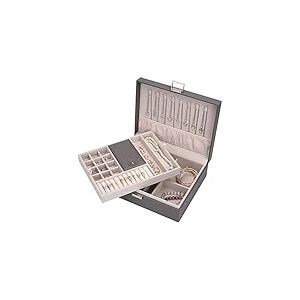 ATAIMEISEN Boîte de rangement pour bijoux - Boîte de rangement pour bijoux de voyage - Gris