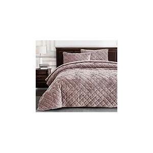 Chezmoi Collection Lux Parure de lit 3 pièces en Velours d'aspect Vieilli et Pelucheux pour très Grand lit – Couette légère en Microfibre brossée avec piquage à Point de Diamant – pour Toutes Les