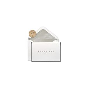 Papyrus Lot de 16 cartes de remerciement avec enveloppes, bordure argentée