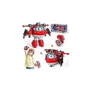 Super Wings Iron Jett 5“, Super Ball-Steel Power, Avion Jouet, Robot Transformable, Transformer Figure d'action, Jouet Enfant 3 4 5 6 7 8 9 10 Ans Garcon Fille, Argent/Noir
