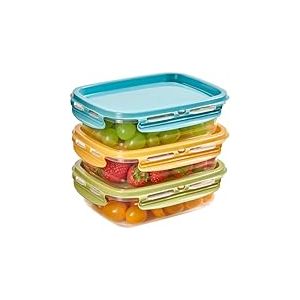 Snips, SnipsLock MIXCOLOR, Set de 3 Contenants pour Aliments, 3 x 0,60 LT, Rectangulaire, 18,4 x 13,8 x 8 cm, Fabriqué en Italie