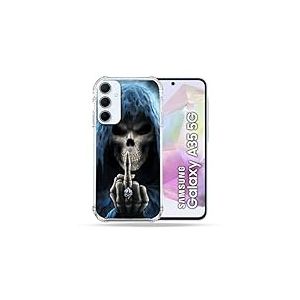 Cokitec Coque Renforc&eacute;e pour Samsung Galaxy A35 5G Tete de Mort Doigt