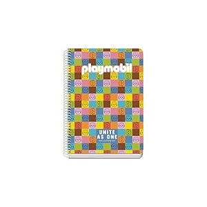 DOHE - Cahier A4 Quadrill&eacute; - 80 Feuilles Grammage 90 g/m&sup2;, Format 21x31 cm, Couverture en Carton Rigide, Reliure &agrave; Anneaux, Quadrillage 4 mm, Fournitures Scolaires - Playmobil Unite As One