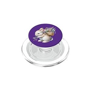 Cottagecore Breloque aquarelle Lapin avec panier de fleurs PopSockets PopGrip pour MagSafe