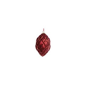 EUROCINSA Ref.27216 Ananas Pendentif en Verre Rouge/Mat avec Pierres et Paillettes, 15 x 23 cm 2 unités, Taille Unique.