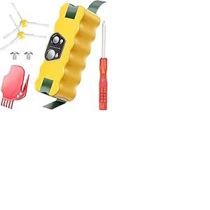 Morpilot 4500mAh Batterie pour iRobot Roomba 500 600 700 800 Séries et R3, Scooba 450 Aspirateur, 14.4V Ni-MH, avec 2 Brosses Latérales