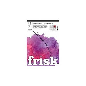 Frisk Bloc de papier aquarelle 300 g/m² pressé à chaud/lisse 12 feuilles A3, blanc