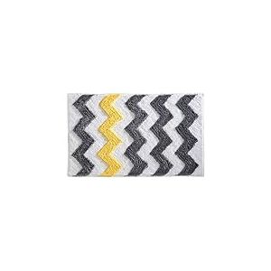 iDesign Chevron tapis de douche, tapis de bain antid&eacute;rapant &agrave; s&eacute;chage rapide en microfibres polyester avec motif en zigzag, gris/jaune