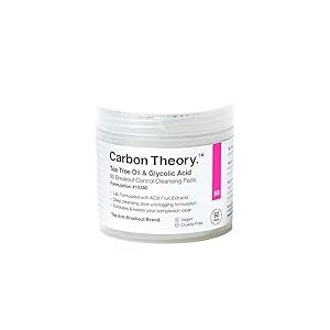 Carbon Theory Lot de 60 tampons exfoliants à l'huile d'arbre à thé et à l'acide glycolique - Naturel, végétalien et sans cruauté envers les animaux