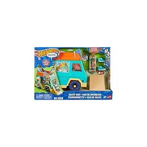 Hot Wheels Skate Van Skate conçu en collaboration avec Tony Hawk, avec fingerboard exclusif et paire de chaussures de skate amovibles pour doigts, JGG91