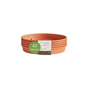 Clever Pots 40x Soucoupe pour Pot de Fleur Interieur D&eacute;potage Facile Mini & Petit, Coupelle Pots de Fleurs Plastique pour Fleurs et Plantes, Soucoupe Pot Fleur Int&eacute;rieur et Ext&eacute;rieur, Terracotta