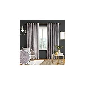 Catherine Lansfield Paire de Rideaux à œillets en Velours avec Motif géométrique Gris argenté 228 x 228 cm