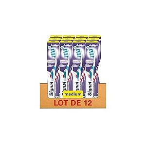 SIGNAL Brosse à Dents x12 Medium, Integral 8 Soin Complet, Pour une hygiène Bucco-dentaire en profondeur, Recyclable(lot de 12)