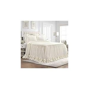 Lush Decor Ella Lot de 3 Couvre-Lits légers Style Shabby Chic avec Volants en Dentelle Ivoire