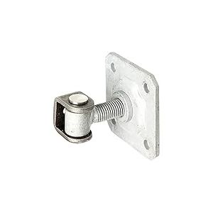 Alberts 418403 Penture de portail | avec platine, à visser | boulon à œillet galvanisé à chaud, axe de fixation et anneau de sécurité en acier inoxydable | filetage M20
