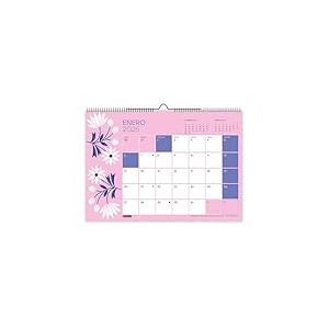 Miquelrius - Calendrier mural 2026, organiseur annuel A3 : 420 x 296 mm, avec espace pour noter, reliure spirale double, planificateur 12 mois, espagnol, fleurs