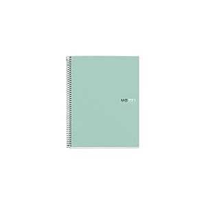 Miquelrius - Cahier A5, Notebook The Original Colors, 80 Feuilles de 90 g/m&sup2;, 1 Bande de Couleur, Petits Carreaux 5 mm, 2 Perforations, Couverture Rigide en Carton Plastifi&eacute;, Aqua