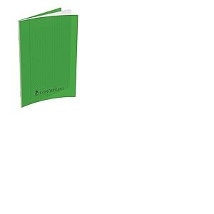 Conqu&eacute;rant Cahier Classique 17x22cm Grands Carreaux Sey&egrave;s 192 Pages Agraf&eacute;es Couverture Polypro Vert