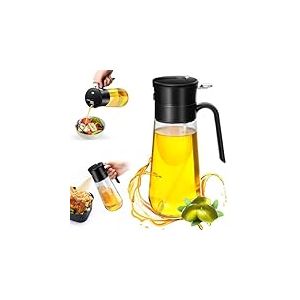 Euqvunn Spray Huile Cuisine, Vaporisateur Huile 2-en-1 Spray & Verseur [Jet Fin & Filtre Anti-Colmatage] Pulvérisateur Huile Cuisine Accessoires, Airfryer, Four, Huile/Vinaigre/Sauce, 580 ml/19.6 oz